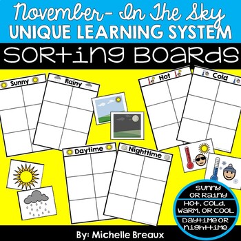 Preview of November Unique Learning System Task Box- Sorting Boards