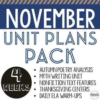 Preview of November Unit Plans Bundle - 5 units and lessons to teach all month long