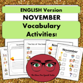 November Vocab CENTERS practice for Food Family and Day of