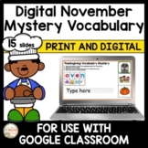 November Vocabulary Mystery Beginning Sounds | Print and Digital