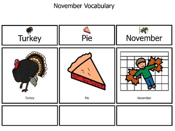 Preview of November Vocabulary Picture Icons