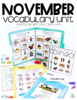 Preview of November Vocabulary Unit-  for Student's with Special Needs