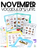 November Vocabulary Unit-  for Student's with Special Needs