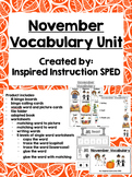 November Vocabulary Unit for Early Elementary or Students 