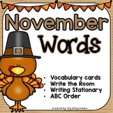 November Words - Vocabulary Cards