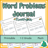 November Word Problems Journal | Ideal for Special Educati