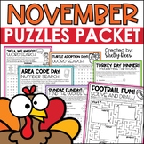 November Word Search and Puzzles Packet