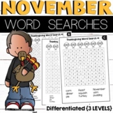 November Word Searches {differentiated}