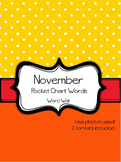 November Word Wall Pocket Chart Words Theme