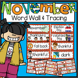 Word Wall and Tracing: November (Back to school, all, hand