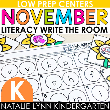 Preview of November Write the Room Kindergarten Literacy Centers for Fall