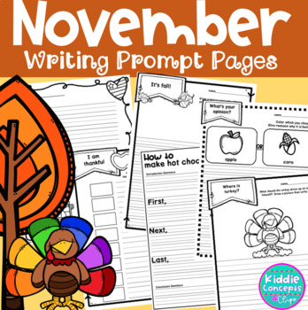November Writing Activities for first grade by Kiddie Concepts | TPT