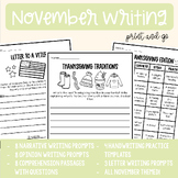 November Writing Bundle, Comprehension, Writing Prompts, H