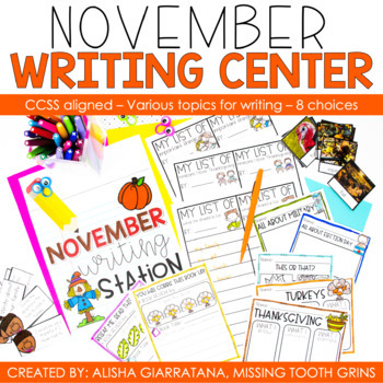 Preview of November Writing Center Printables & Activities