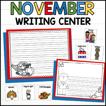 Preview of November Writing Center for Kindergarten and First Grade