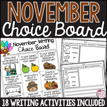 Preview of November Writing Choice Board