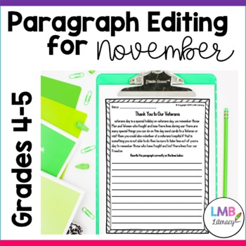 Preview of November Writing: Daily Paragraph Editing Worksheets