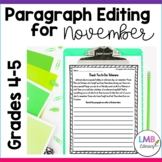 November Writing: Daily Paragraph Editing Worksheets