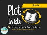 Distance Learning November Writing - Plot Twists! Writing Prompts