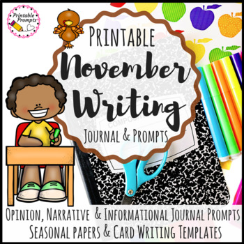 November Writing Prompt Journal Activities by PrintablePrompts | TPT