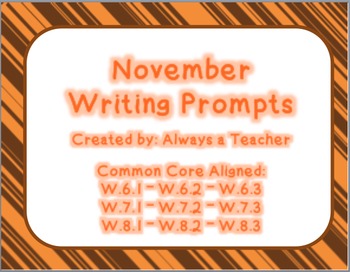 Preview of November Writing Prompts