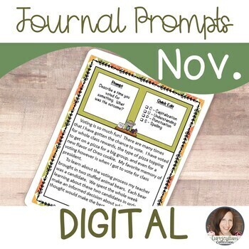 Preview of November Writing Prompts Digital | Digital Writing Journal