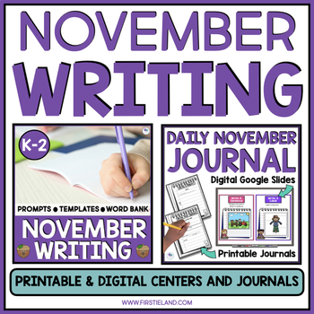 Preview of November Writing Prompts Digital Google Slides Distance Learning