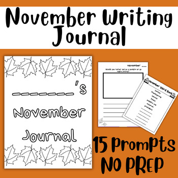 Preview of November Writing Prompts | Fall Journal Prompts | NO PREP Daily Writing