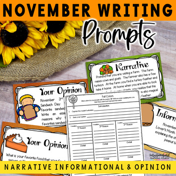 Preview of Graphic Organizers for Writing: November Writing Prompts and Posters