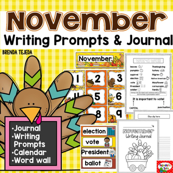 November Writing: Prompts, Journal, & Calendar by Brenda Tejeda | TpT