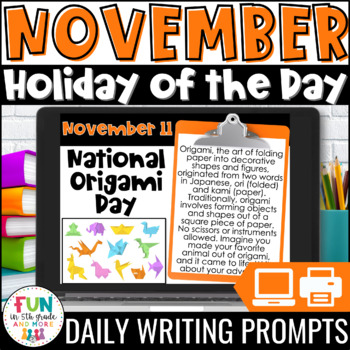 Preview of November Writing Prompts | Morning Meeting | National Holidays | Daily Writing