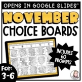 November Writing Prompts | Writing Choice Boards