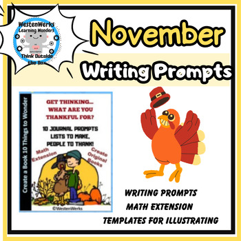 Preview of November | Writing Prompts | Thankful Thinking