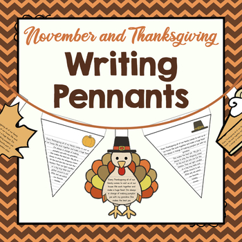 Preview of November and Thanksgiving Writing Pennant Banners | Seasonal Writing Pennants