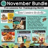 November and Thanksgiving Library Lesson Bundle