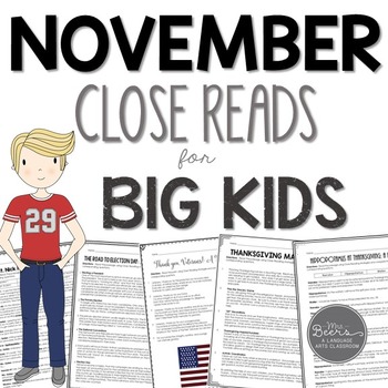 Preview of November and Thanksgiving Reading Passages with Comprehension Questions