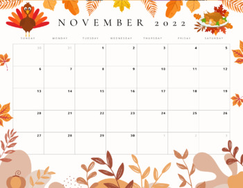 printable calendar november 2022 full page