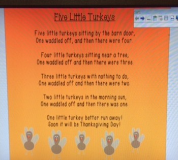 Preview of November or Thanksgiving Poem - Five Little Turkeys