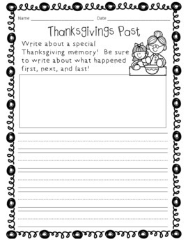 November or Thanksgiving Writing Prompt - Kindergarten, 1st Grade, 2nd ...