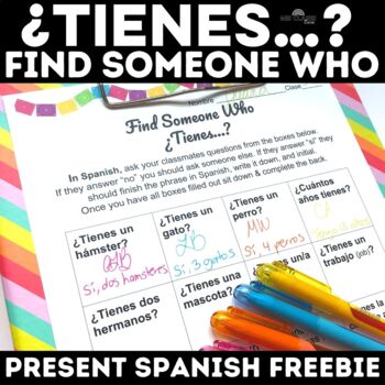 Preview of Novice Spanish Back to School Ice Breakers Find Someone Who Speaking ¿Tienes...?