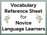 Novice World Language Vocabulary Reference Cheat Sheet Notes