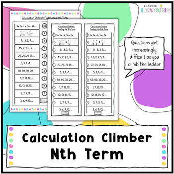 Preview of Nth Term of a Sequence Calculation Climber Ladder Worksheet for KS3/KS4