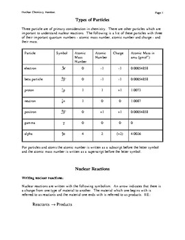 Preview of Nuclear Chemistry Handout - Notes/Overview/Examples