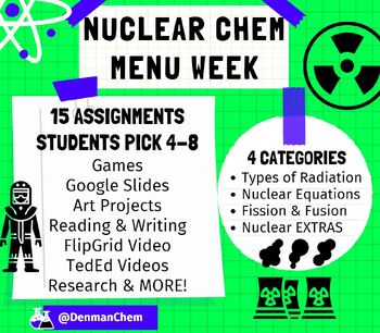 Preview of Nuclear Chemistry Menu Project Week