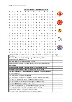 Preview of Nuclear Chemistry - Word Search Puzzle Worksheet (Printables)