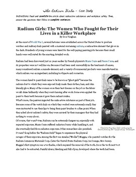 Preview of Nuclear Chemistry and Radioactivity Case Study - "The Radium Girls"