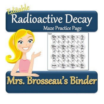 Preview of Nuclear Energy: Radioactive Decay - Maze Review or Homework [EDITABLE]