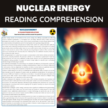 Preview of Nuclear Energy Reading Comprehension Passage | Types and Forms of Energy