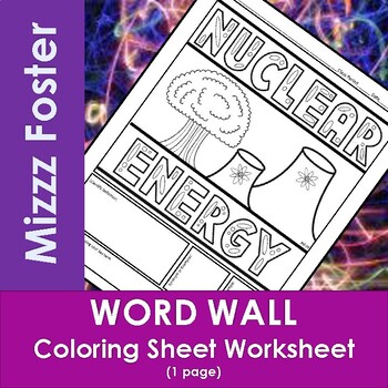 Preview of Nuclear Energy Word Wall Coloring Sheet (1 pg.)