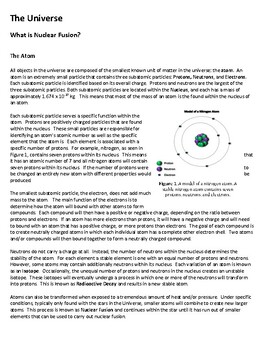 Preview of Nuclear Fusion Reading + Questions